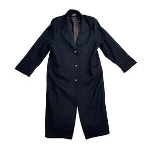 Vintage Jofeld Coat Womens Medium Black Single Breast Long Lined Wool 80s USA